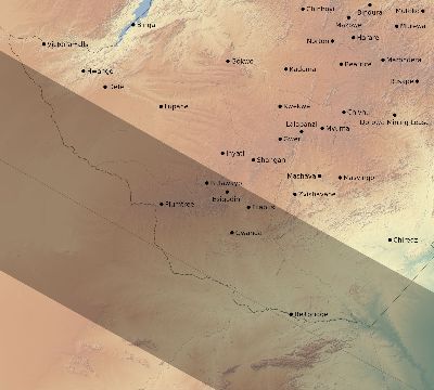 Map of the eclipse path across Zimbabwe on 12/29/2168