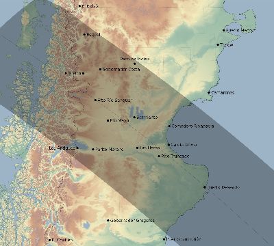 Map of the eclipse path across Argentina on 12/18/2169