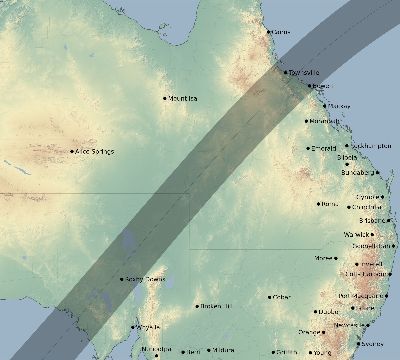 Map of the eclipse path across Australia on 05/05/2171