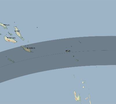 Map of the eclipse path across Solomon Islands on 05/05/2171