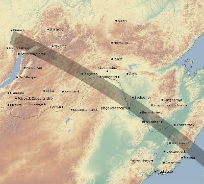 Map of the eclipse path across Russia on 10/29/2171