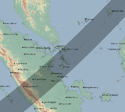 Map of the eclipse path across Indonesia on 04/23/2172