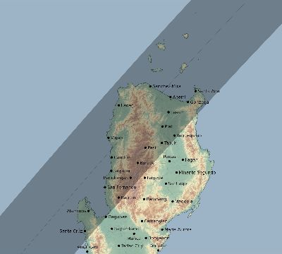 Map of the eclipse path across Philippines on 04/23/2172