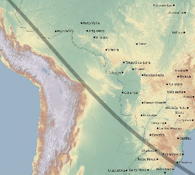 Map of the eclipse path across Brazil on 10/17/2172