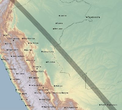 Map of the eclipse path across Peru on 10/17/2172