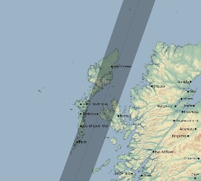 Map of the eclipse path across United Kingdom on 04/12/2173