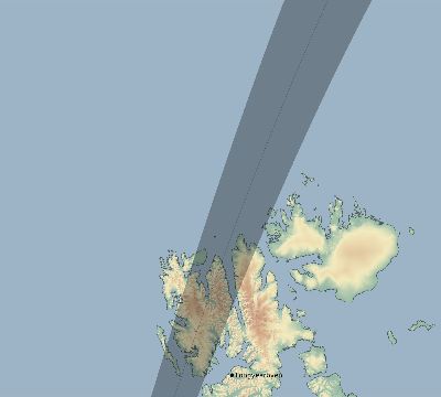 Map of the eclipse path across Svalbard and Jan Mayen on 04/12/2173
