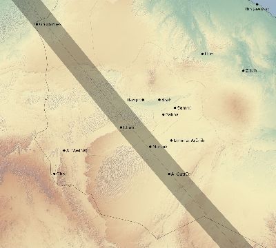 Map of the eclipse path across Libya on 08/16/2175
