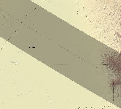 Map of the eclipse path across South Sudan on 08/16/2175