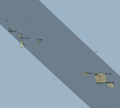 Map of the eclipse path across French Polynesia on 08/04/2176