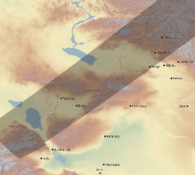 Map of the eclipse path across China on 06/16/2178