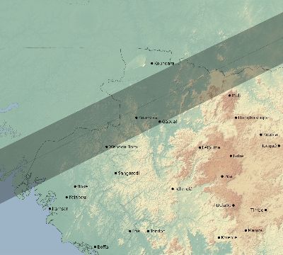 Map of the eclipse path across Guinea on 06/05/2179