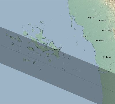 Map of the eclipse path across Saudi Arabia on 06/05/2179