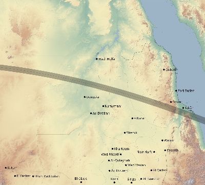 Map of the eclipse path across Sudan on 06/05/2179