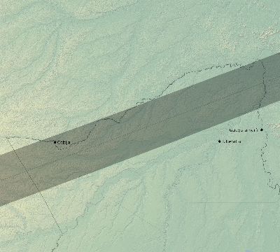 Map of the eclipse path across Bolivia on 11/28/2179