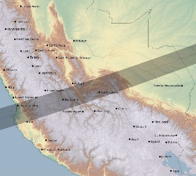 Map of the eclipse path across Peru on 11/28/2179