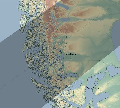 Map of the eclipse path across Chile on 05/24/2180