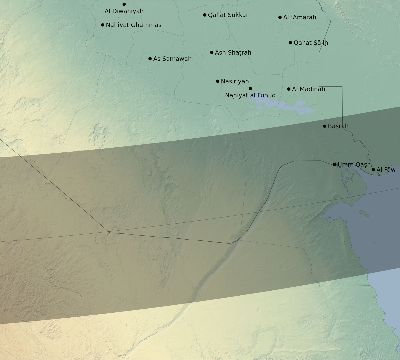 Map of the eclipse path across Iraq on 11/17/2180