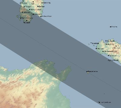 Map of the eclipse path across Italy on 11/17/2180