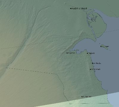 Map of the eclipse path across Kuwait on 11/17/2180