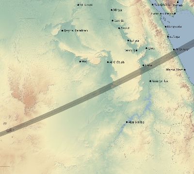 Map of the eclipse path across Egypt on 04/03/2182