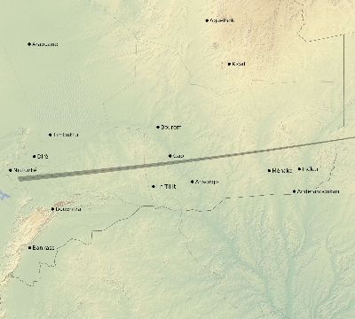 Map of the eclipse path across Mali on 04/03/2182