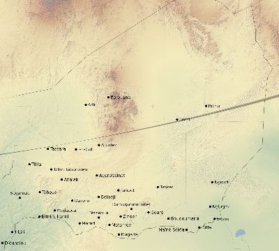 Map of the eclipse path across Niger on 04/03/2182
