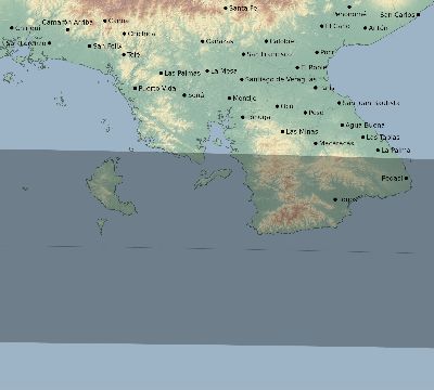 Map of the eclipse path across Panama on 03/23/2183