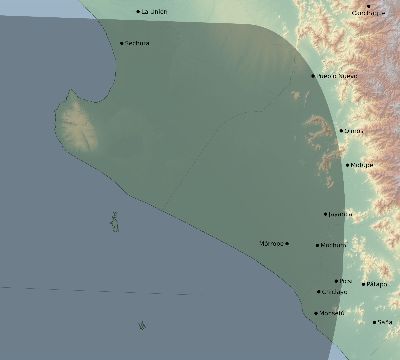 Map of the eclipse path across Peru on 09/16/2183