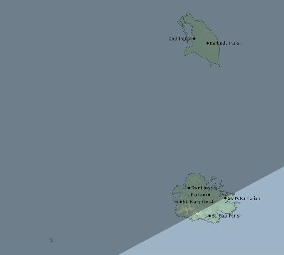 Map of the eclipse path across Antigua and Barbuda on 01/20/2186