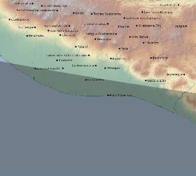 Map of the eclipse path across Guatemala on 01/20/2186
