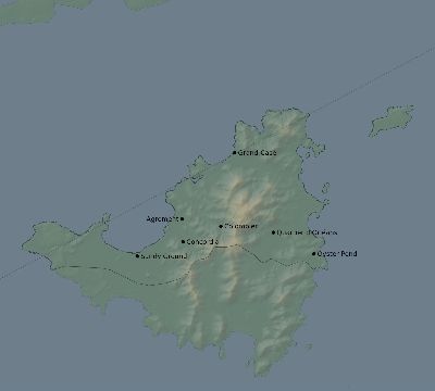 Map of the eclipse path across Saint Martin on 01/20/2186