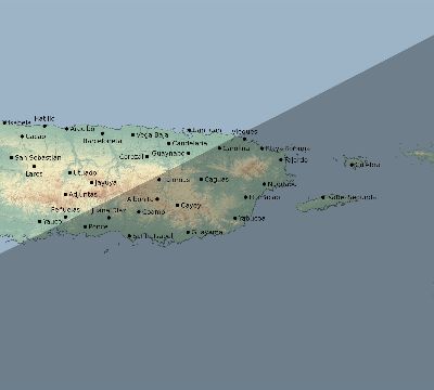 Map of the eclipse path across Puerto Rico on 01/20/2186