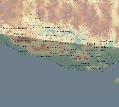 Map of the eclipse path across El Salvador on 01/20/2186