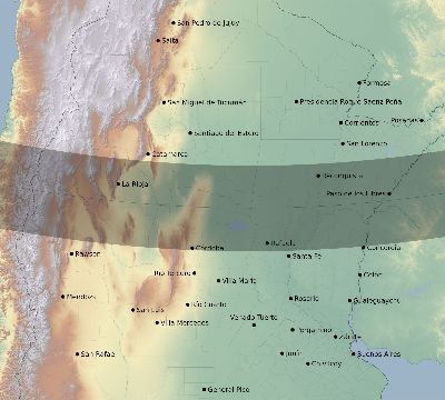 Map of the eclipse path across Argentina on 01/09/2187