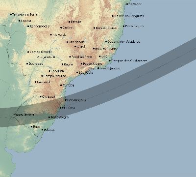 Map of the eclipse path across Brazil on 01/09/2187