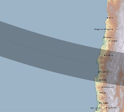 Map of the eclipse path across Chile on 01/09/2187