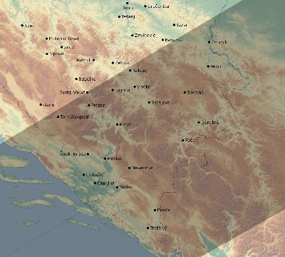 Map of the eclipse path across Bosnia and Herzegovina on 07/06/2187