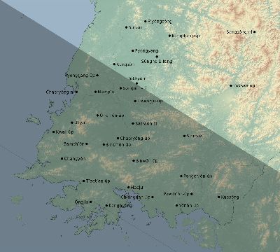Map of the eclipse path across North Korea on 07/06/2187