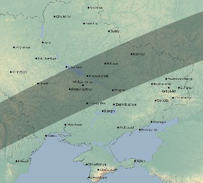 Map of the eclipse path across Ukraine on 07/06/2187