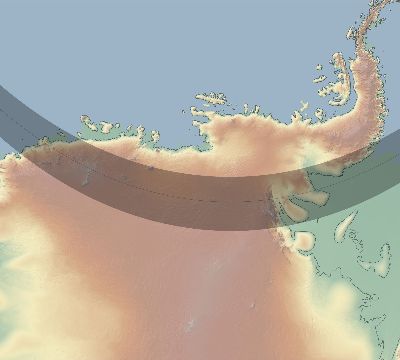 Map of the eclipse path across Antarctica on 12/29/2187