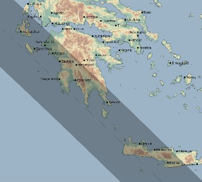 Map of the eclipse path across Greece on 11/08/2189