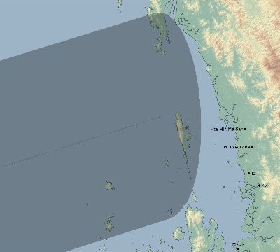 Map of the eclipse path across Myanmar on 11/08/2189