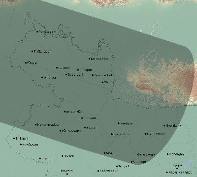 Map of the eclipse path across Bangladesh on 05/04/2190