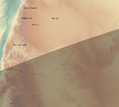 Map of the eclipse path across Jordan on 05/04/2190