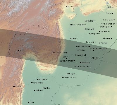Map of the eclipse path across Pakistan on 05/04/2190