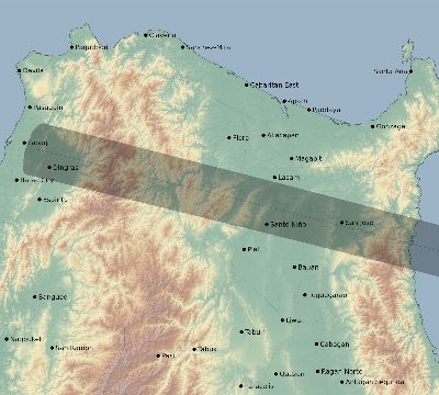 Map of the eclipse path across Philippines on 10/29/2190