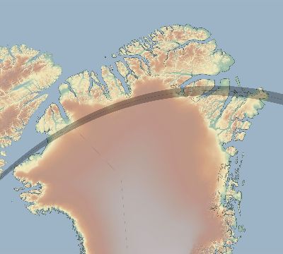 Map of the eclipse path across Greenland on 04/23/2191