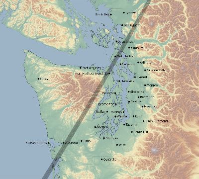 Map of the eclipse path across United States on 04/23/2191