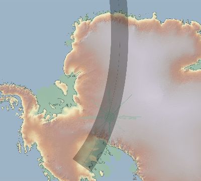 Map of the eclipse path across Antarctica on 10/18/2191